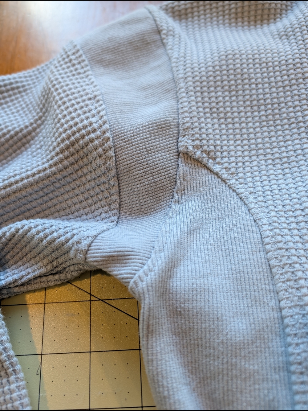C&C California Pale Blue Waffle V-Neck Long Sleeve Top - Picture 2 of 13
